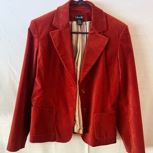 Preloved Rafaella Red Velvet Blazer Jacket – Women's Size 8